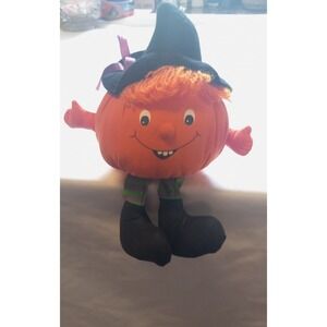 Vintage 1982 Hallmark Halloween Pumpkin Bean Bag Plush, Decoration Cute